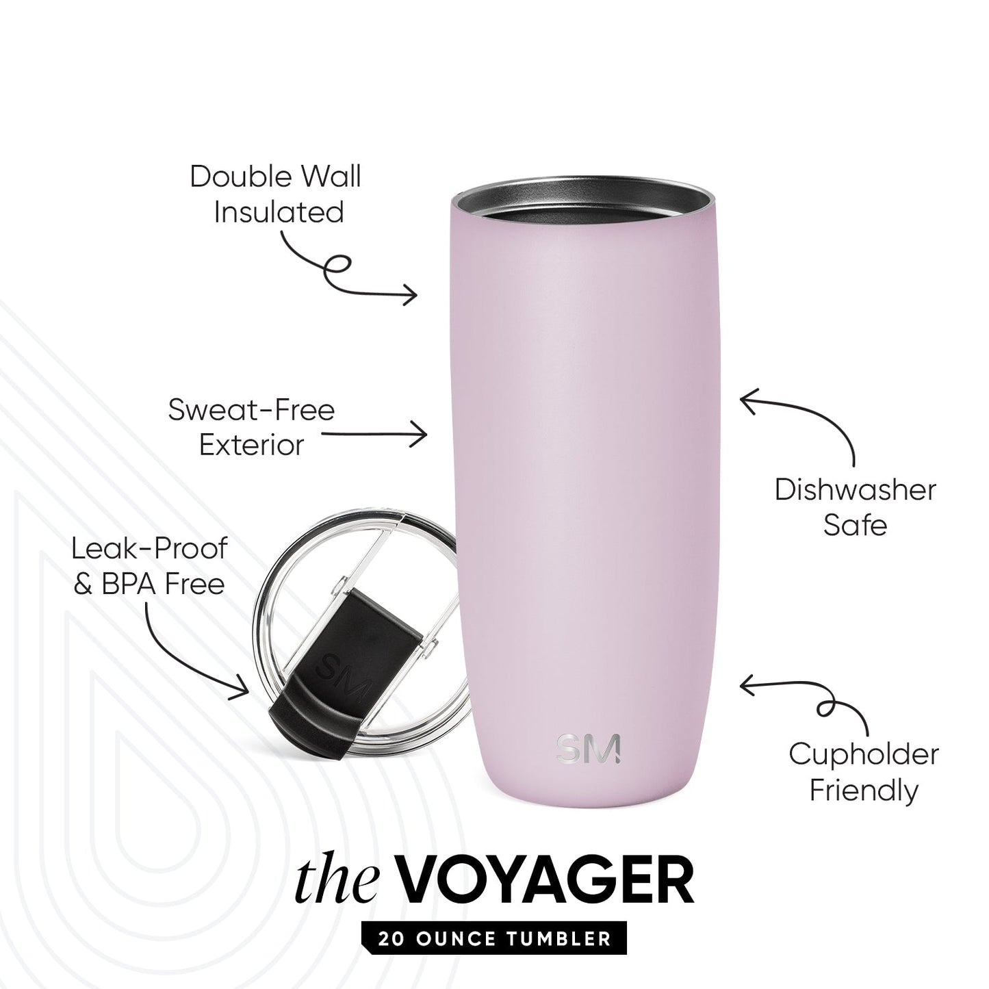 Voyager Tumbler with Clear Flip Lid & Straw